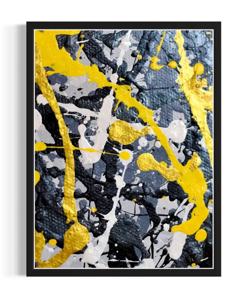 Lightning Black and Yellow Splash Print