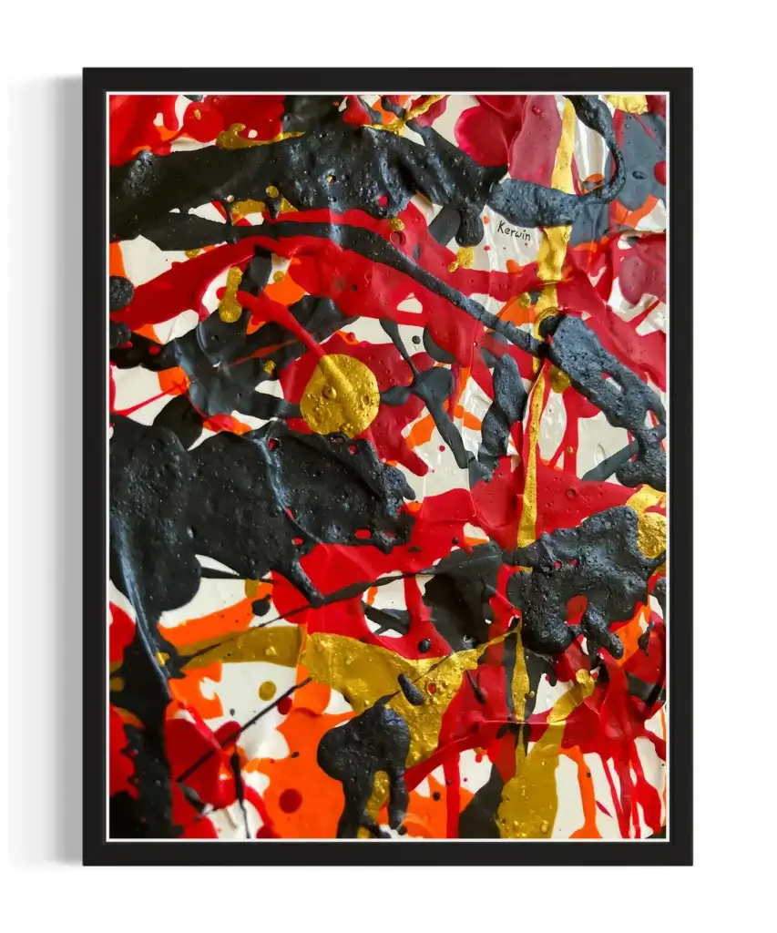 Ember Red and Black Splash Print