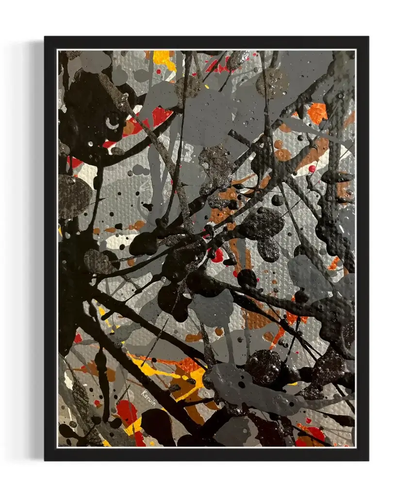 Slate Grey and Copper Splash Print