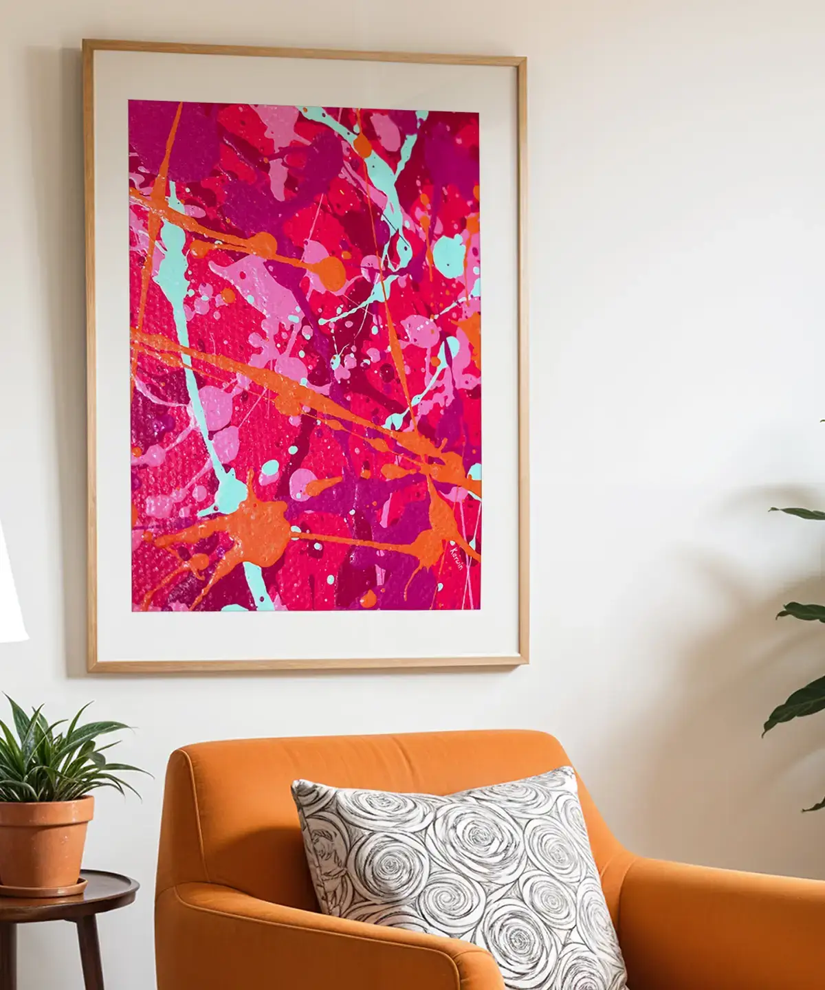 Neon Coral Splash Print